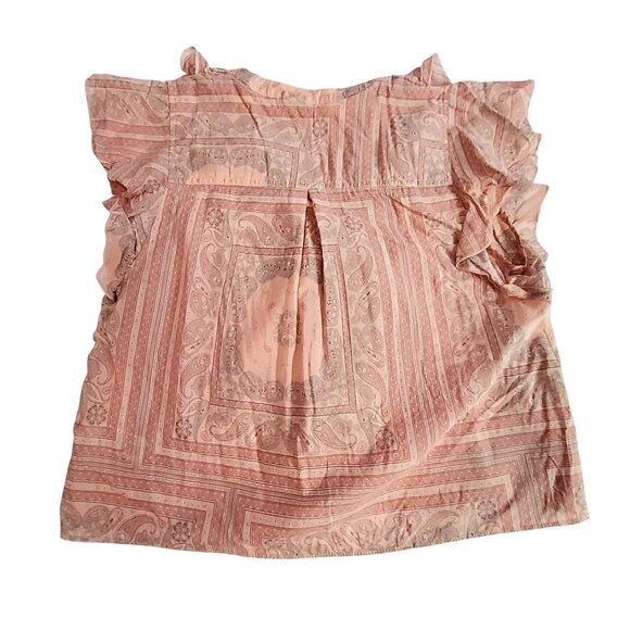 Ruffled Paisley Pink Blouse S Universal Thread 100% Cotton Womens  Short sleeves - Picture 2 of 8